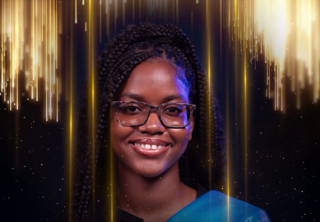 Abigail Francis with St. Lucia flag