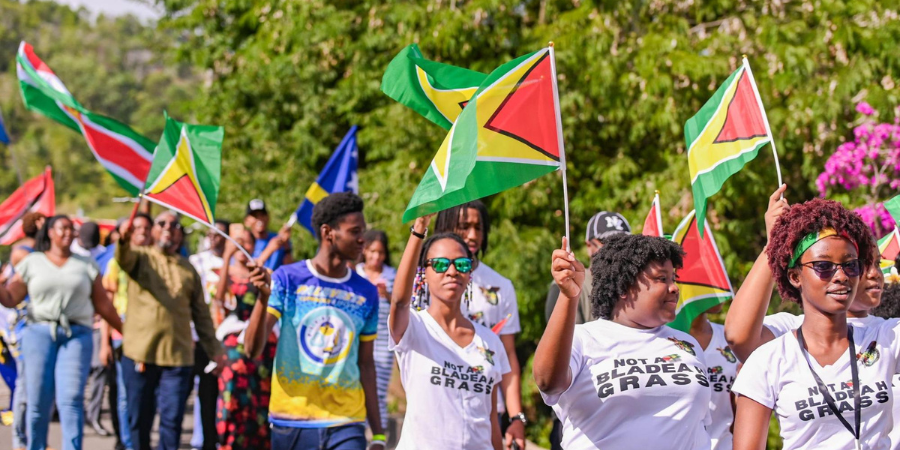 Students marching for International Student Week at the University of the Southern Caribbean