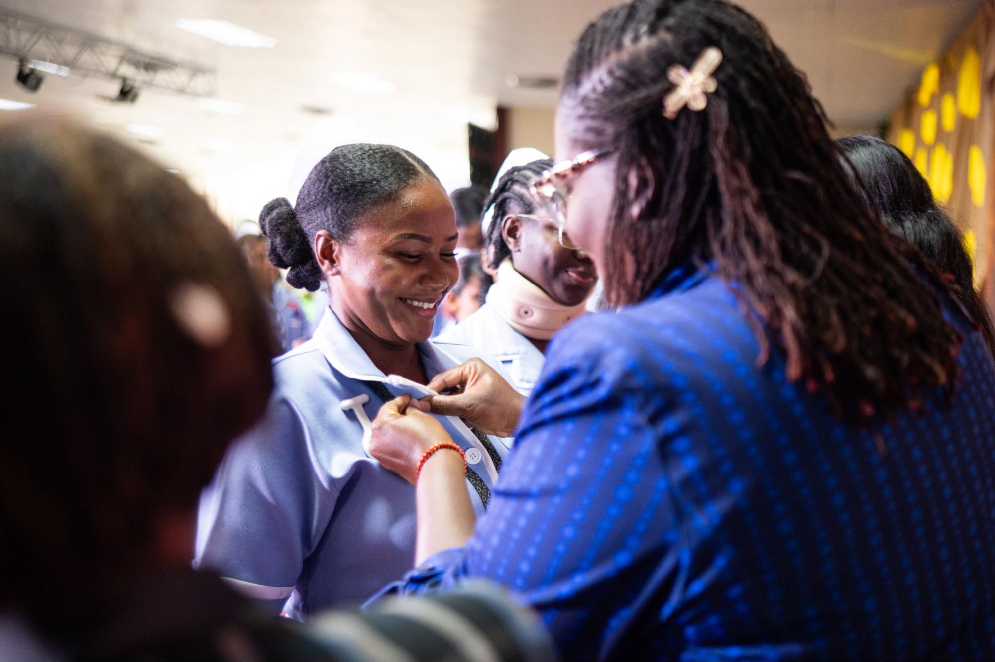 Final year Nursing Student receiving pin