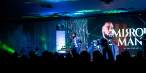 _USC Alumni Bjorn Pierre on Stage Performing at Mirror Man 2, at the University of the Southern Caribbean Auditorium